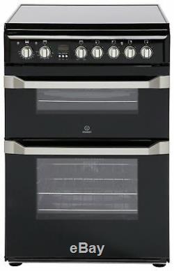 Indesit ID60C2 Free Standing 60cm 4 Ceramic Hob Double Electric Cooker Black