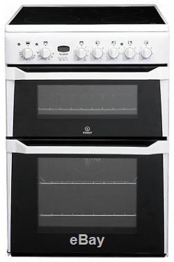 Indesit ID60C2 Free Standing Double Electric Cooker Ceramic 4 Zone Hob White