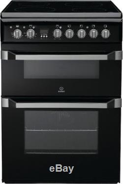 Indesit ID60C2KS 60cm Electric Cooker with Double Ovens & Ceramic Hob Black
