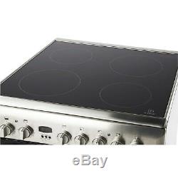 Indesit ID60C2XS 60cm Electric Cooker Double Ovens, LED Clock & Ceramic Hob