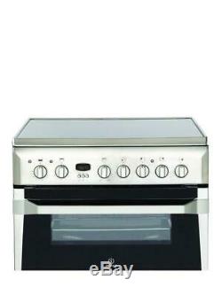 Indesit ID60C2XS 60cm Electric Cooker Double Ovens, LED Clock & Ceramic Hob