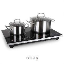 Induction Cooker Double 2 Ring Glass Ceramic Electric Induction Hob Timer Black
