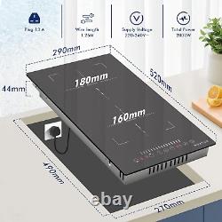 Induction Hob 2 Zone, 30cm Electric Hob Flex Zone for Barbecue Pan, 2800W Cerami