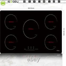 Induction Hob 5 Ring Electric Induction Range Cooker Glass Ceramic 8600 W Black