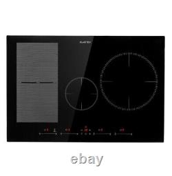 Induction Hob 77 cm 4 Ring Electric Induction Range Cooker Black Glass Ceramic