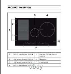 Induction Hob 77 cm 4 Ring Electric Induction Range Cooker Black Glass Ceramic