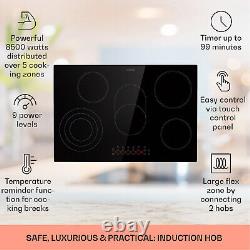 Induction Hob 80 cm 5 Ring Electric Built In Range Cooker Glass Ceramic Touch