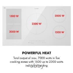 Induction Hob 90 cm 5 Ring Glass Ceramic Electric Induction Range Cooker White