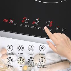 Induction Hob 90cm 5Zone Built-in Touch Controls Satin Ceramic Glass Black 8600W