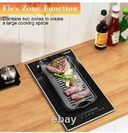 Induction Hob with 2 Zones Built-in Electric Cooktop, Flex Zone, 9 Power 3500W