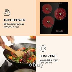 Induction hob Electric Cooker Stove 3 Zones Glass Ceramic 9 Levels 5000 W Timer