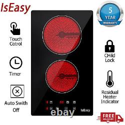 IsEasy 2 Hob 51cm Electric Ceramic Hob Built-in Cooktop Touch Child Lock Timer
