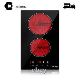 IsEasy 2 Zones Electric Ceramic Hob Stove Child-Safety Timer Lock Touch Control