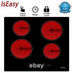 IsEasy 59CM Built-in Electric Ceramic Hobs 4 Zone Touch Control Lock Timer 6000W