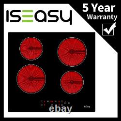 IsEasy 60cm Electric Ceramic Hob, Satin Black, 4 Zone, Built-in, Touch Controls
