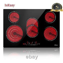 IsEasy 77cm Black 5 Zone Frameless Touch Control Electric Ceramic Hob, 8600W