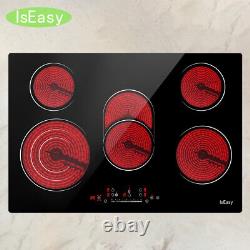 IsEasy 77cm Ceramic Electric Hob Built-in 5 Zone Child Lock Touch Control Timer