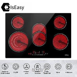 IsEasy 77cm Ceramic Hob, 5 Zones Built-in Cooktop, Electric Glass, Child-safety