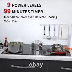 IsEasy 90cm 5 Zone Induction Hob, Built-in, Touch Controls, Black, Child Lock, Timer