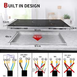 IsEasy 90cm Built-in Induction Hob Black Touch Control 5 Zone & Timer Child Lock