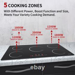 IsEasy 90cm Induction Hob 5 Zone, Electric, Built-in, Touch Control, Locking, Timer