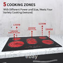 IsEasy Built-in Ceramic Hob/Induction Hobs 5 Zone Touch Control Lock Timer black