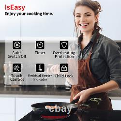 IsEasy Built-in Electric Ceramic Hobs 2 Zone Touch Control Lock Timer Black UK