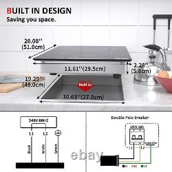 IsEasy Built-in Electric Ceramic Hobs 2 Zone Touch Control Lock Timer Black UK