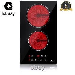 IsEasy Electric Ceramic Hob 2 Zone Built-in Glass Touch Control Child Lock Timer