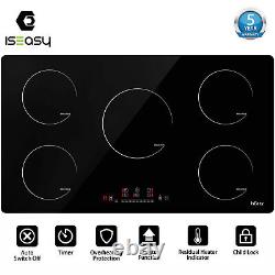 IsEasy Induction Hob Built-in 5 Zone 90cm Touch Control Child Lock Timer Black