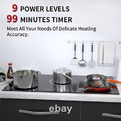 IsEasy Induction Hob Built-in 5 Zone 90cm Touch Control Child Lock Timer Black