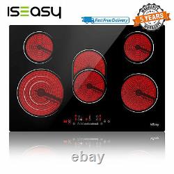 Iseasy 77cm Glass Built-in Electric Ceramic Cooktop 5 Zone Touch Control Timer