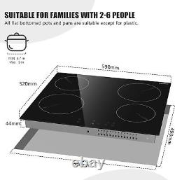 Karinear 60cm Ceramic Hob 4 Zones, 6000W, Touch Control, Built-in, Hard Wired