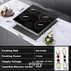 Karinear Ceramic Hob, 4 Zone Electric Hob 60cm Built-in Ceramic Cooker with Ring