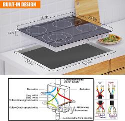 Karinear Ceramic Hob, 60Cm Built-In 4 Zones Electric Cooktop with Dual Oval Zone