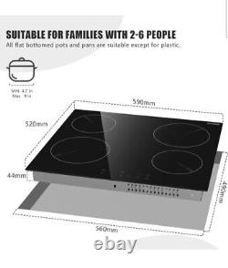 Karinear Ceramic Hob 60Cm Built-In 4 Zones Electric Hob with Touch Control 6000