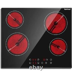 Karinear Ceramic Hob 60Cm Built-In 4 Zones Electric Hob with Touch Control 6000