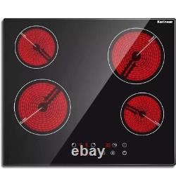 Karinear Ceramic Hob 60Cm Built-In 4 Zones Electric Hob with Touch Control 6000