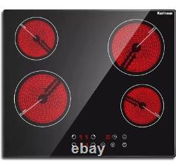 Karinear Ceramic Hob 60Cm Built-In 4 Zones Electric Hob with Touch Control 6000