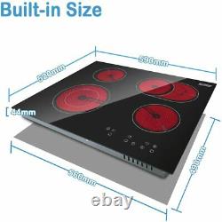 Karinear Ceramic Hob, 60cm Built-in 4 Zones Electric Cooktop with Dual Oval Zone