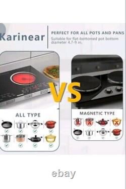 Karinear Double Ceramic Hob, Plug in 2 Zone Electric Ceramic Hob KNC-PF602SGB