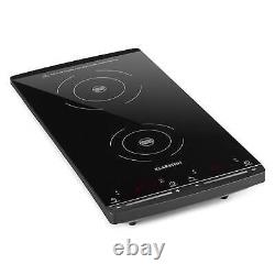 Klarstein Slim Induction Hob 2 Hotplates 2900W 60-240° C Black Glass Timer Touch