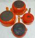 Le Creuset 4 Piece Cast Iron Set Volcanic Orange 2 Pots 1 Pan & 1 Casserole Dish