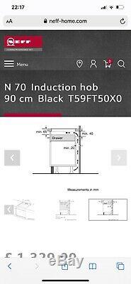 NEFF T59FT50X0 N70 92cm 5 Burners Induction Hob Touch Control Black Brand New