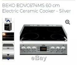 NEW Beko BDVC674MS Electric Cooker Double Oven Ceramic Hob 60cm Silver Mirror