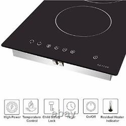 NOXTON 2 Zone Ceramic Electric Hob Cooker, Built-in 30cm Glass Hot Plate Cooktop