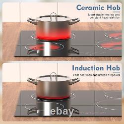 NOXTON Ceramic Hob, Built-In 4 Zone Electric Hobs 60Cm Noise-Free Auto