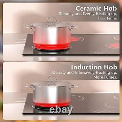 NOXTON Ceramic Hob, Built-in 4 Zone Electric Hob Cooker 60cm Unrestricted Pans 9