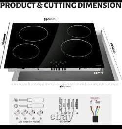 NOXTON Ceramic Hob, Built-in 4 Zone Electric Hobs 60cm Noise-free Auto Shut-off