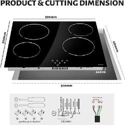 NOXTON Ceramic Hob, Built-in 4 Zone Electric Hobs 60cm Noise-free Auto Shut-off